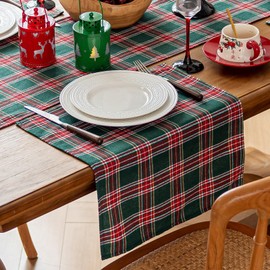 Joyfol Day 4-Pack Green Tartan Christmas Cloth Napkins - 17x17 Inch Plaid Cloth Dinner Napkins, Wrinkle-Resistant & Washable for Holiday/Xmas Table Decor (Set of 4)