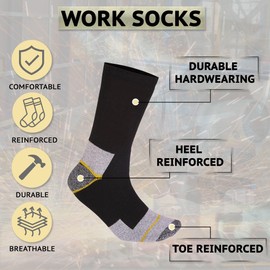 GM Apparel 12 Pack Men's Work Socks Breathable Stretch Fit with Reinforced Heel and Toe for Heavy-Duty Socks Size 6-11