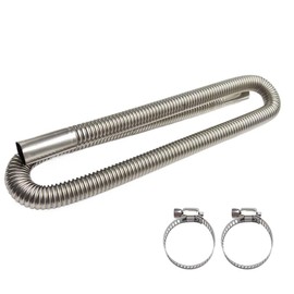 47.2 Inches Stainless Steel Exhaust Hose, 1 Inch Exhaust Extension, Flexible Tank Diesel Heater Accessories with 2 Hose Clamps, Gas Vent Hose Kit for Diesel Air Heater (47.2 inch)