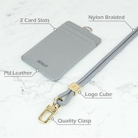 SENLLY ID Badge Holder with Lanyard, Nylon ID Lanyard and Cute Card Holder, 1 Clear ID Window and 2 Card Slots, for Women (Moonlit Quartz)