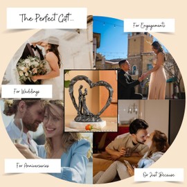 SENNESY 6th Anniversary Iron Sculpture Gift – Romantic Couple Statue for Her, Handcrafted Black Metal Decor – Wedding, Valentine’s, Birthday Keepsake