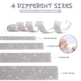 4 Rolls Self-Adhesive Rhinestone Diamond Crystal Ribbon,Bling DIY Decoration Sticker with 2 mm Rhinestones for Wedding,Birthday and Gift Decoration,Phone,Laptop,Car Interior (Red, 4yards)