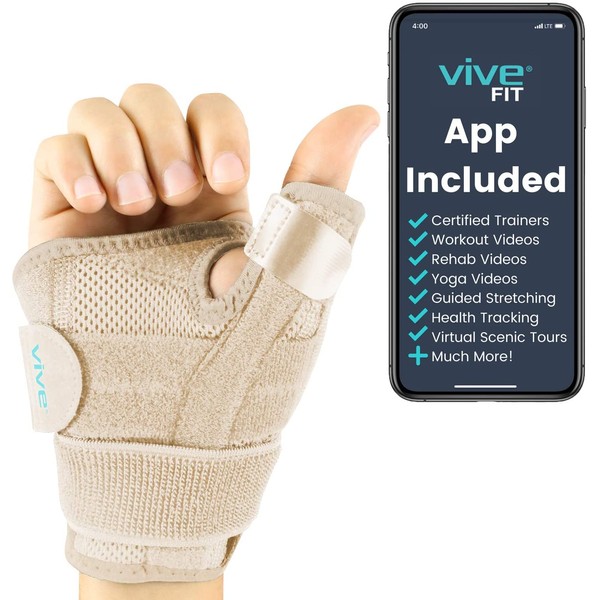 Vive Arthritis Thumb Splint - Spica Support Brace for Right and Left Hand - CMC Osteoarthritis Restriction for Pain, Sprains, Strains, Carpal Tunnel & Trigger Finger - Immobilizer Wrist Strap