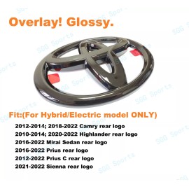 Toyota OEM Gloss Black Toyota Logo OVERLAY emblem for HYBRID Camry Highlander Sienna Prius