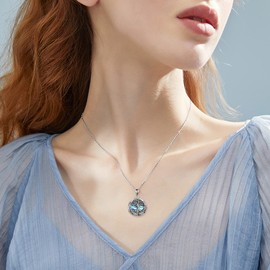 URONE Celtic knot Tree of Life Locket Necklace Sterling Silver Abalone Shell Tree of Life Locket Necklace That Holds Pictures for Women Jewelry (locket 1)