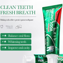 BIOAQUA 1.5X Instant Whitening Toothpaste Balance Oral Flora Whiten Gingival Protection Fresh Breath Enamel Safe 100g / 3.38oz (Relieve Protect Gums (Baking Soda))
