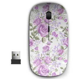 KAWAMOUSE 2.4G Ergonomic Portable USB Wireless Mouse for PC, Laptop, Computer, Notebook with Nano Receiver (Floral Vintage Rose)