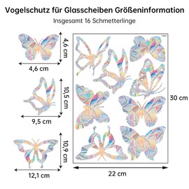 GoldRock Prism Window Stickers, Bird Protection, Pack of 16, Bird Protection for Glass Panes, Butterfly Suncatcher Sticker, Rainbow Window Sticker Film Against Bird Strike, Bird Protection Sticker