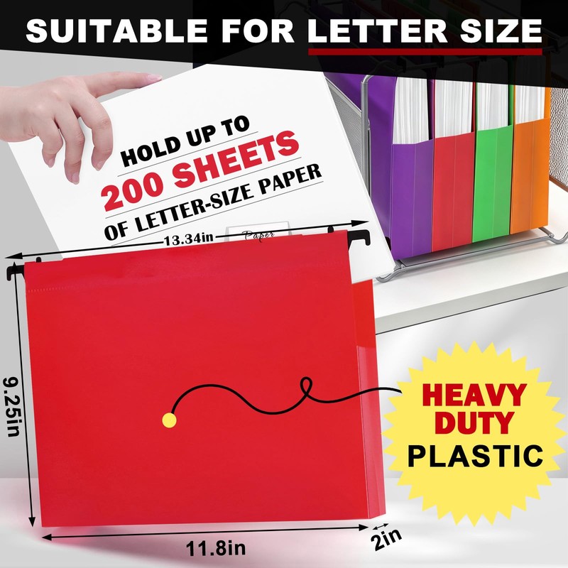 Navona 5 Pack Plastic Hanging File Folders, Letter Size