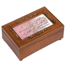 Cottage Garden Mother's Love Gift of Her Spirit Woodgrain Embossed Jewelry Music Box Plays Wonderful World