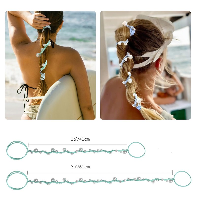 Cute Pearl Hair Ties for Women Hand Braided Sport Ponytail