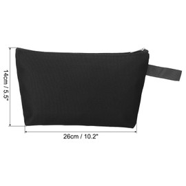 PATIKIL 10.2 x 5.5 Canvas Makeup Bags with Strap, 10 Pack Pencil Multipurpose Cosmetic Zipper Bag Case Travel Toiletry Storage Pouch Organizer for Home Office, Black