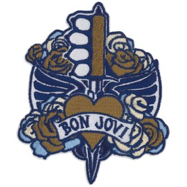 C&D Visionary Bon Jovi Heart & Dagger Patch, Blue, White