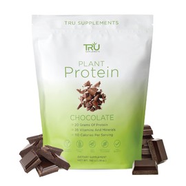TRU Supplements TRU Plant Based Protein Powder, BCAA, EAA, 20g Vegan Protein, 100 Calories, 27 Vitamins, No Artificial Flavors 25 Servings (Natural Chocolate Cream)