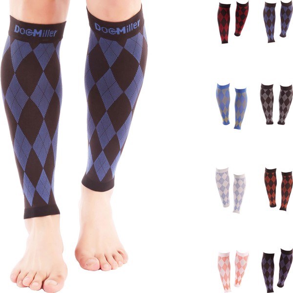 Doc Miller Calf Compression Sleeve Men and Women - 20-30mmHg Shin Splint Compression Sleeve Recover Varicose Veins, Torn Calf and Pain Relief - 1 Pair Calf Sleeves Black and Red - Large Size