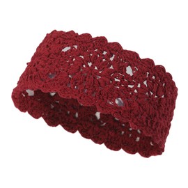 Women's Knitted Headband Girls Wide Knitted Headband (Crochet Burgundy), One Size