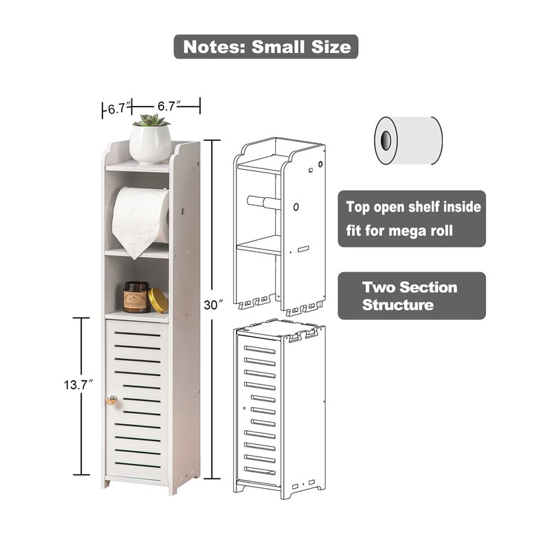 AOJEZOR Toilet Paper Holder Stand: Bathroom Storage Cabinet Beside Toilet