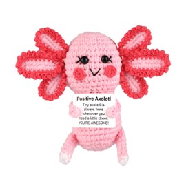 TOYMIS Pink Positive Axolotl, Knitted Axolotl Positive Knitted Animals Crochet Axolotl Wool Crochet Doll for Inspirational Crochet Gifts Party Decoration