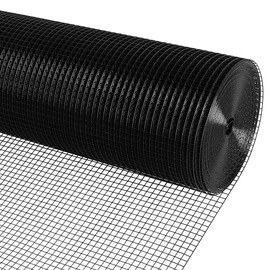 KANERS Black PVC Vinyl Coated Wire Mesh Hardware Cloth 1/2 in 48”x50’ 19 Gauge, Welded Wire Fencing Chicken Wire Mesh Roll Cage Wire Netting