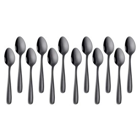 SBOMHS Tea Spoons, Pack of 12, Stainless Steel Coffee Spoons, 13.5 cm, Small Spoons, Espresso Spoons, Dessert Spoons, Mini Teaspoons, Metal Mocha Spoons (Black)
