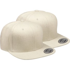 L2K Classics Melton Wool Snapback Cap Baseball Cap - Mens Hats Hats for Men - Natural White (2PACK)