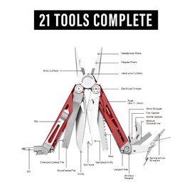 Multitool, 21-in-1 Multi Tool Pliers with Safety Locking and Spring-Action Scissors, Heavy-duty Stainless Steel Multi-tool Set with Nylon Sheath for Work, Home, Garden, DIY & Auto