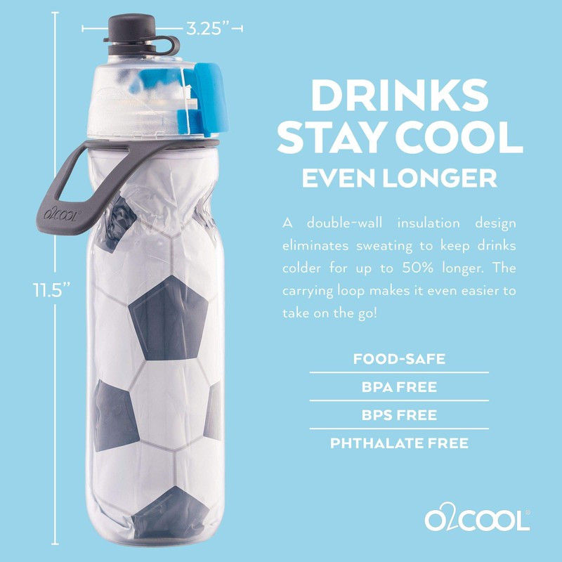 O2COOL Mist 'N Sip Misting Water Bottle 2-in-1 Mist And