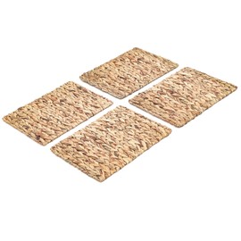 Trademark Innovations 16"x 12" Rectangular Woven Indoor or Outdoor Placemats of Natural Water Hyacinth (Set of 4)