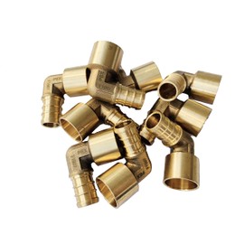 (Pack of 10) EFIELD Pex 1/2" x 1/2" Female Elbow Sweat Copper Adapter (Over Copper Tube) Brass Barb Crimp Fittings, ASTM F1807