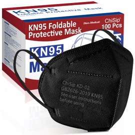 ChiSip KN95 Face Mask 60 Pcs, 5 Layer Cup Dust Safety Masks, Breathable Protection Masks Against PM2.5 Dust for Men, Women Black