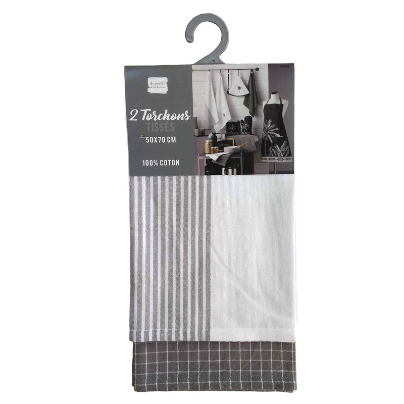 Douceur d'Intérieur COCOTY 2 Tea Towels, Taupe, 50 x 70