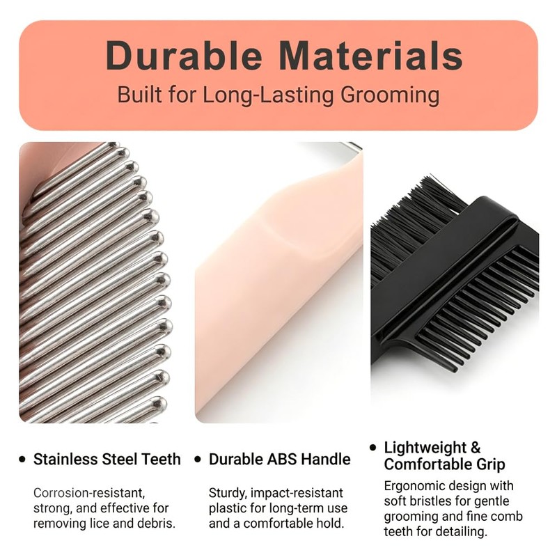 Stainless Steel Dog Eye Comb, ABS Handle Fine-Tooth Grooming Tool