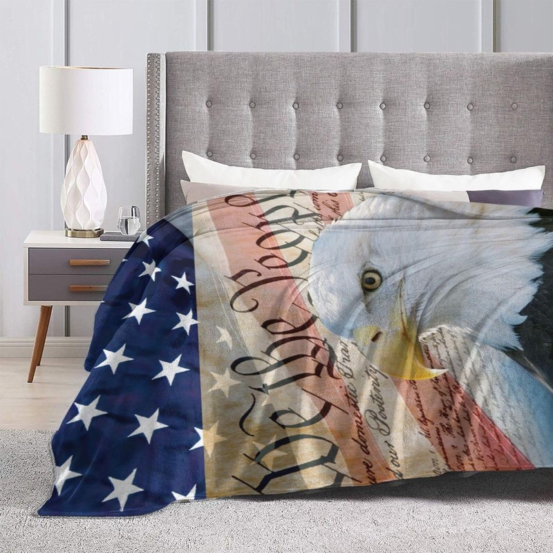 American Bald Eagle Flag Blanket Soft Lightweight Throw Blankets Cozy