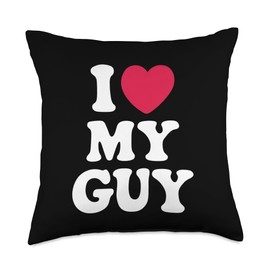 I Love My Guy Boyfriend I Heart My Hot Boyfriend Valentine Throw Pillow