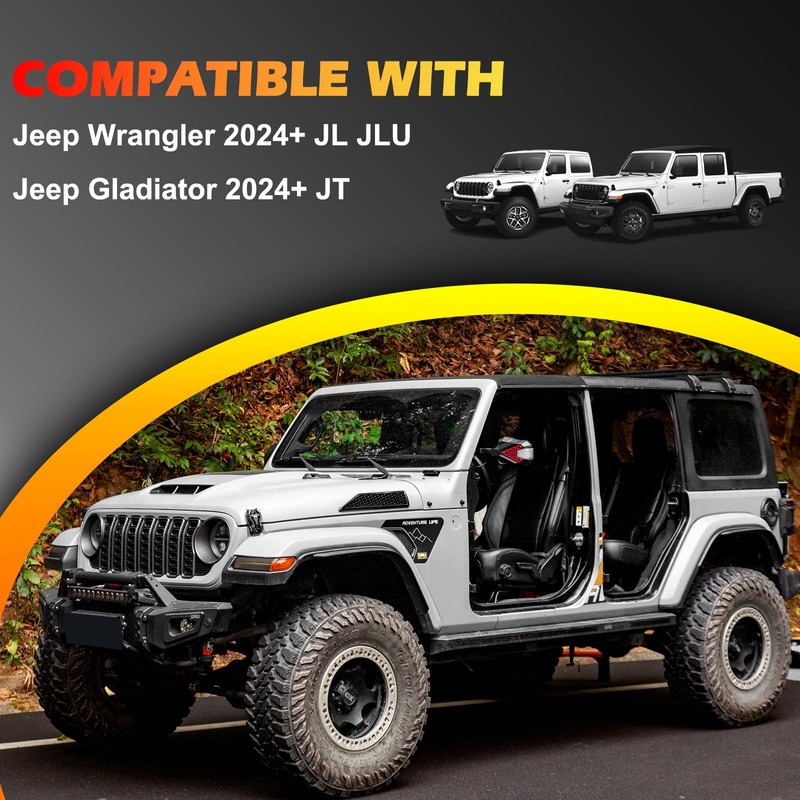 MAIKER Mirrors Doors Off with Light Compatible with Jeep Wrangler
