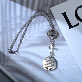 Christian Cross Car Hanging Charm - Bible Verse He Will Order His Angels to Protect You Rear View Mirror Hanger, Religious Gift for Christians