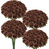 36 Pcs Chocolate Artificial Roses with Long Stems