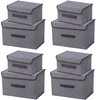 EURXLQ Grey Foldable Storage Box with Lid, Linen Fabric Foldable