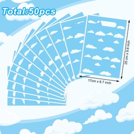 50 Pcs Toy Party Blue Sky White Clouds Gift Bags Blue Sky Treat Party Bags Cartoon Candy Bags Wrapping Party Favor Bags with Handle for Boys Girls Baby Shower Kids Birthday Party Favor Supplies