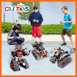 GILI Robot Building Remote Control Gift STEM Building Kit for Boys 8-12 - 3 in 1 Educational Toys for 6 7 8 9 10 11 12 + Year Old Boys Birthday Gifts for Kids - Tracked Racer Car Tank Robotics