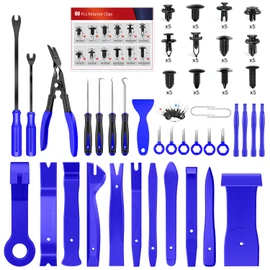 Nilight Trim Removal Tool 102 Pcs, Auto Push Pin Bumper Retainer Clip Set Fastener Terminal Remover Tool Round Handle Crowbar Kit Car Panel Radio Removal Auto Clip Pliers, 2 Years Warranty