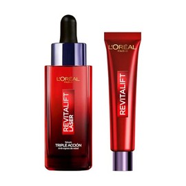 L'Oréal Paris Revitalift Laser Kit facial: Sérum Rostro Triple Acción Anti-Edad, Corrige Arrugas, Firmeza y Luminosidad 30ml + Crema para Ojos Borrado