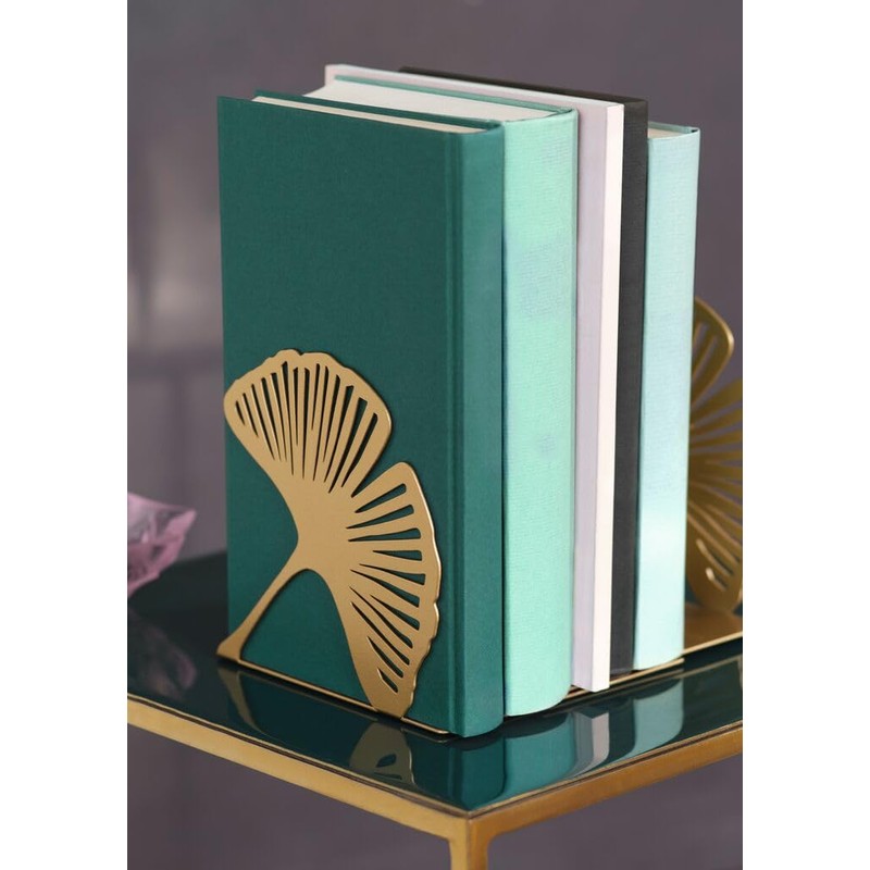 moses. libri_x Gingko Bookend Set of 2, Decorative Metal Book