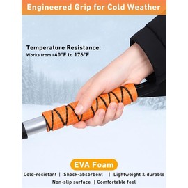 EcoNour 27" Aluminum Ice Scrapers for Car Windshield | Car Window Scraper and Snow Brush with Ergonomic Foam Grip Winter Accessories (Orange)