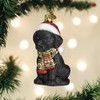 Old World Christmas Holiday Black Labrador Puppy Ornament Free Box