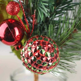 Factory Direct Craft Lot of 4 Artificial Mixed Pine and Ball Ornament 12-3/4" Picks