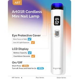 MelodySusie MelodySusie Handheld UV Light for Gel Nails with Stand, Mini Portable Cordless Nail Lamp with LCD Display, Eye-Protective Cover, Flash Curing for Glue, White