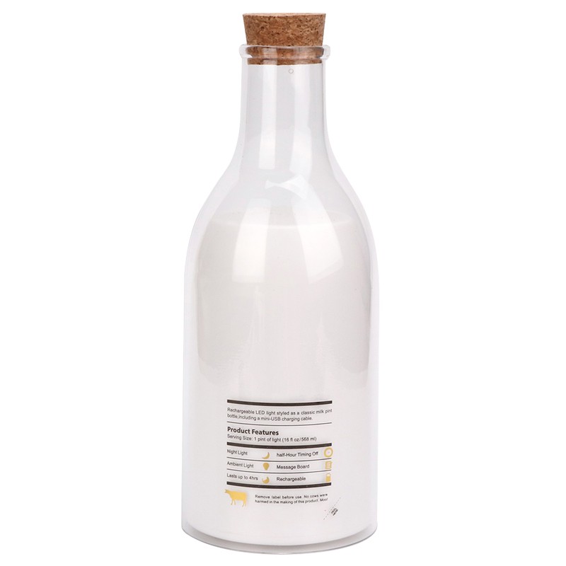 USB Rechargeable LED Bedside Lamp Milk Bottle DIY Message Night