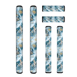NETILGEN Refrigerator Door Handle Covers Set of 6, Antiskid Protector for Fridge Oven Dishwasher Keep Your Kitchen Appliance Clean from Smudges, Food Stains for Home Decoration, Blue Gold Marble