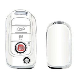 Stylec Remote Key Case Cover compatible with Fiat (White Silver)
